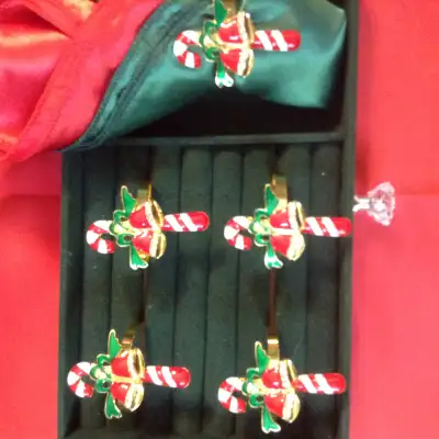 5 Candy cane napkin rings, View more