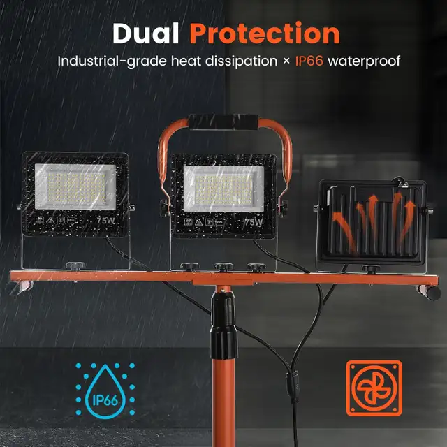 30000 Lumen Work Lights with Stand, 3 Adjustable Head LED Work L in Outdoor Lighting in City of Toronto - Image 7