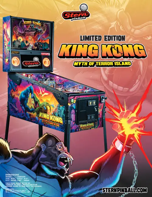 Just announced! KING KONG: Myth of Terror Island by Stern Pinball Available in Pro & Premium models...