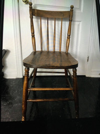 4 Solid Wood press back antique chairs 