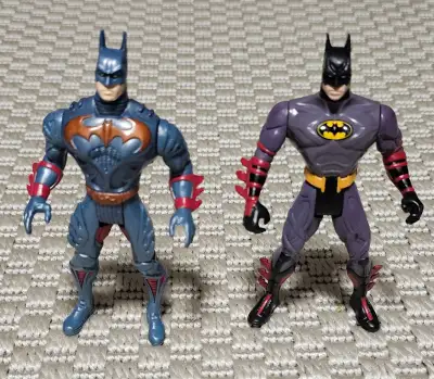 2 Batman figures, Street Racer Batman (1995) and Deluxe Attack Wing Batman both from Batman Forever...