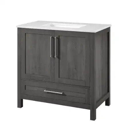 BRAND NEW 36" Bathroom Vanity in Grey with White Stone top in Cabinets & Countertops in Oakville / Halton Region - Image 4