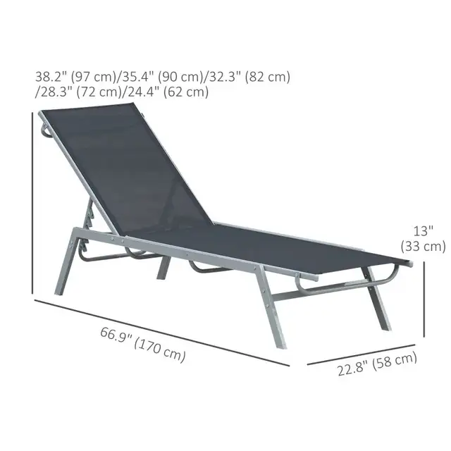 Sun Lounger, Outdoor Chaise Lounge with 5-Position Backrest for  in Patio & Garden Furniture in Markham / York Region - Image 4