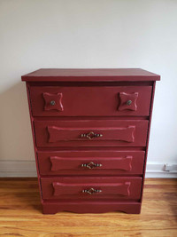 Beautiful Refinished Red Ochre Vintage Tallboy 