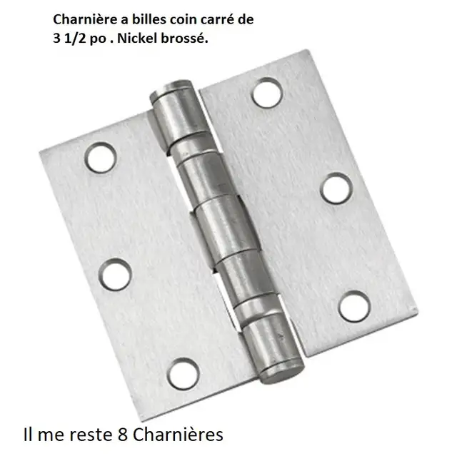Charnière a billes coin carré de . Nickel brossé in Windows, Doors & Trim in Laval / North Shore - Image 6