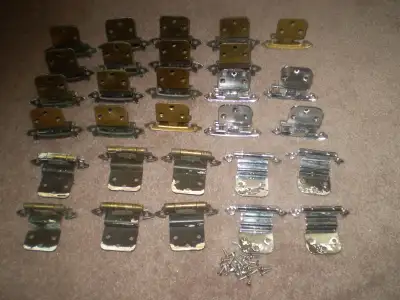 VINTAGE 29 CUPBOARD DOOR HINGES + 12 WOODEN DOOR KNOBS ( Solid ), View more