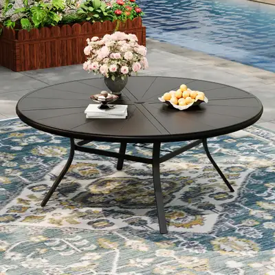 60" Aluminum Round Patio Dining Table, View more