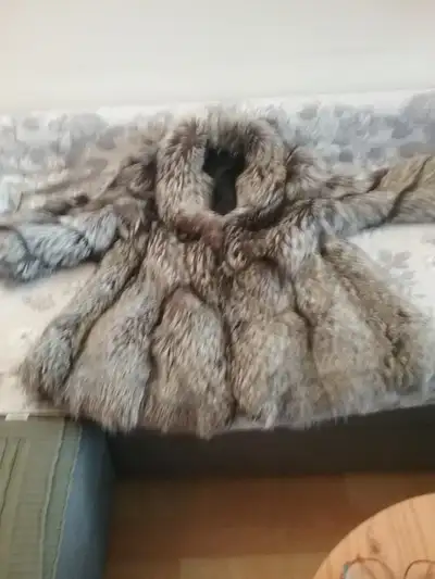 Silver fox fur coat, View more