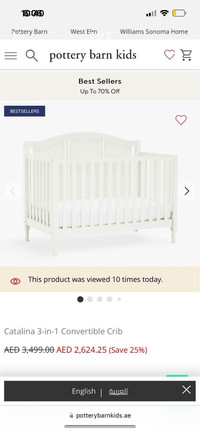 Pottery barn baby crib with waterproof mattress