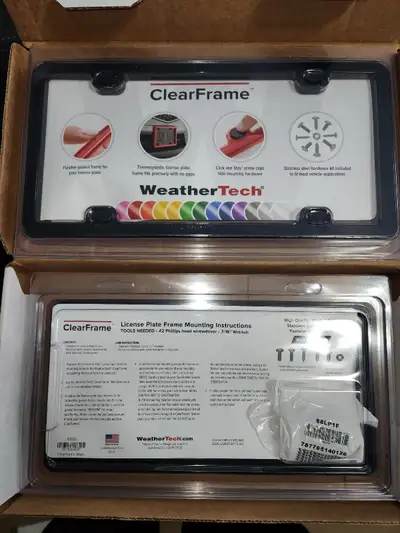 Set of 2 plate frames from WeatherTech. Black color. Frame only - no cover. That's where I made my m...