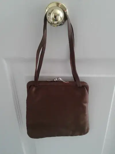 Vintage Brown Satin Purse and Floral Embroidery purse., View more