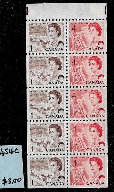 TIMBRE CANADA No. 454c Pane de carnet avec TAG au Haut Neuf NH, View more