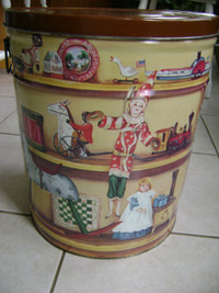 Extra Large Storage Tin with Antique Toy Design