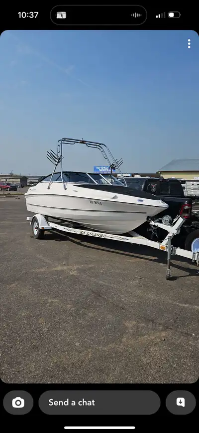 Volvo Penta 4.3 motor has a wake board tower the storage tops are new. Fresh oils and filters runs a...