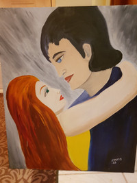 Redhead and her Handsome Lover - original oil painting, 1966