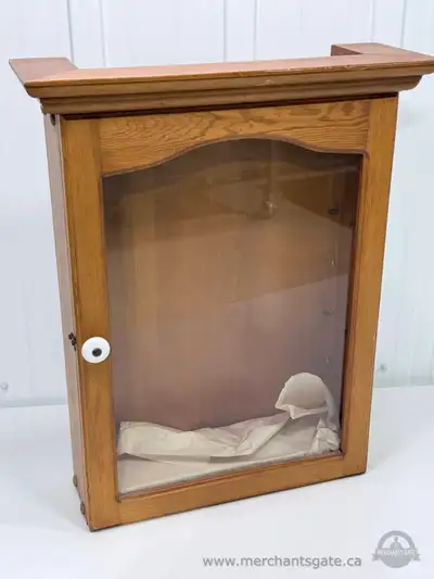 Vintage Solid Pine Wall Mounted Medicine Cabinet + Glass Shelves, View more