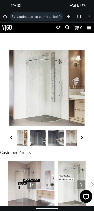 Vigo Standing round glass shower in Plumbing, Sinks, Toilets & Showers in Strathcona County