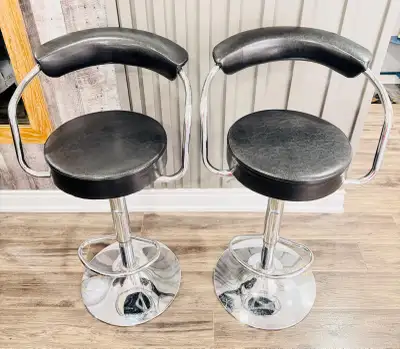 Modern bar stools with black faux leather , View more