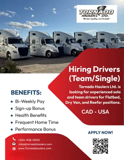 Hiring Class 1 Drivers - Calgary - Apply Now, View more
