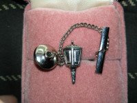 Vintage Lantern Silver Coloured Tie Tack Pin Case Not Included