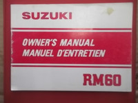 1982  Suzuki RM60  Original Owner's Manual