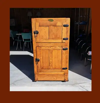 ANTIQUE OAK ICE BOX COCKTAIL BAR CABINET, View more