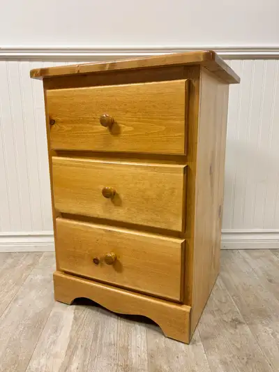 Solid wood, dovetail drawers. This oversized side table could be used anywhere! In a bathroom, entry...