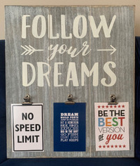 Art gray wooden sign picture kids Follow Your Dreams Homesense