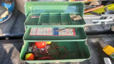 60's VINTAGE tackle box + 1967 7" Normark Finnish filet knife, View more