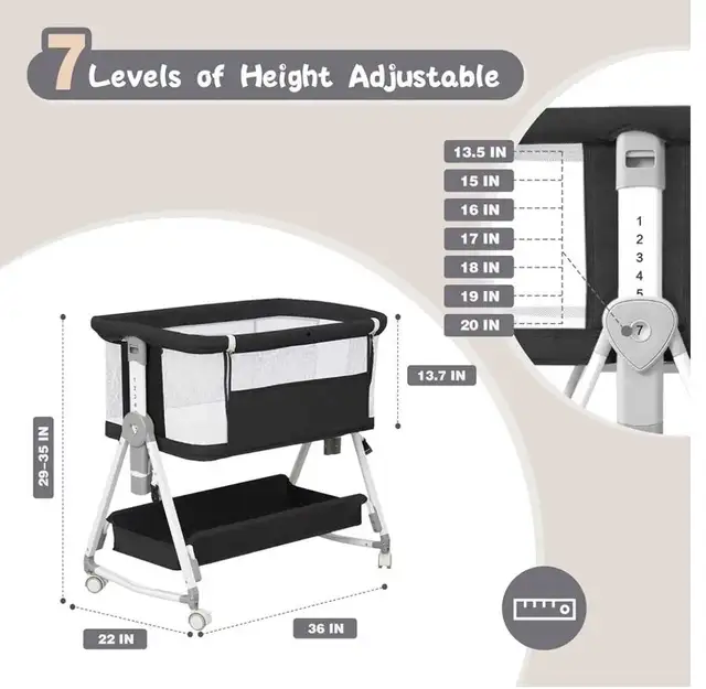 Brand New ✨️  Baby Bassinet,3 in 1 Baby Bassinets Bedside Sleepe in Cribs in City of Montréal - Image 4