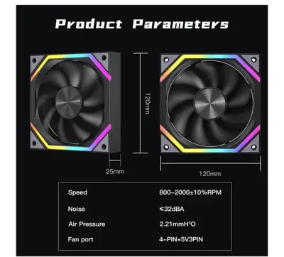 120mm PC CASE Fan ARGB and PWM Case Fans Axle Core Double Ring, View more