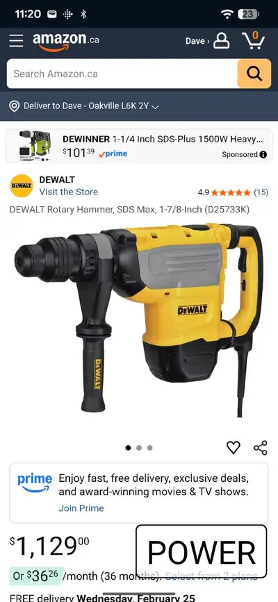 Dewalt Chipping Hammer Drill D25831 SDS Max, View more