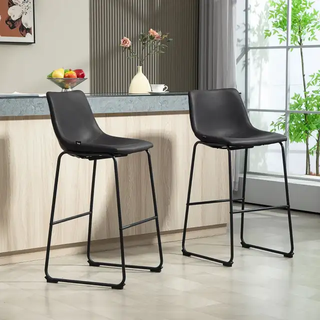 Bar Height Bar Stool, Vintage PU Leather Bar Chairs, Ki in Chairs & Recliners in Markham / York Region - Image 10