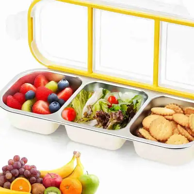  new- Stainless Steel Snack Containers with Lids, 3 Compartment., View more