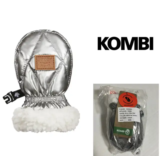 KOMBI - XXS 6/12M - NWT - INFANT MITTENS - METALLIC GREY SILVER in Other in Kingston - Image 2