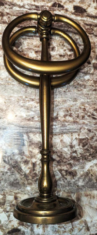 Quality Vintage Brass 14" Two-Ring Vanity Hand Towel Holder