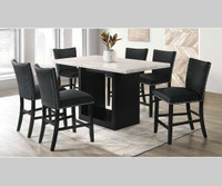 NEW- Solid Wood Pub Marble Dining Table Sets