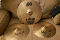 Sabian B8 16" crash cymbal and vintage 14" B8 hi hats 