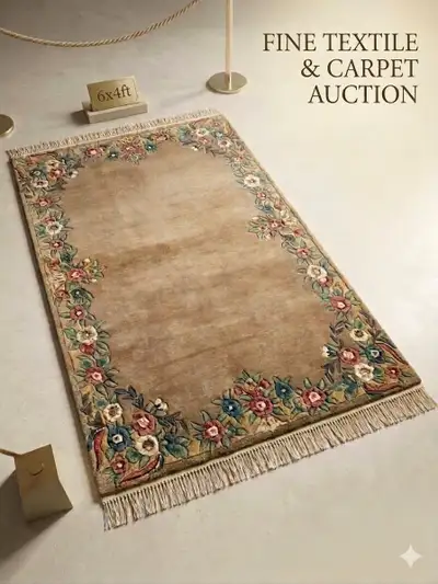 Plush 100% Wool Aubusson-Style Floral Area Rug, View more