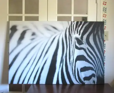 Large Canvas 46.5" X 30.75"/ 78 X 118 cm Zebra Print, View more