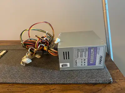 Antec power supply 350watt not sure about efficiency ratings so probably closer to 300w All i know i...