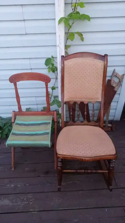 Vintage Rocking Chair and Folding Chair Set, View more
