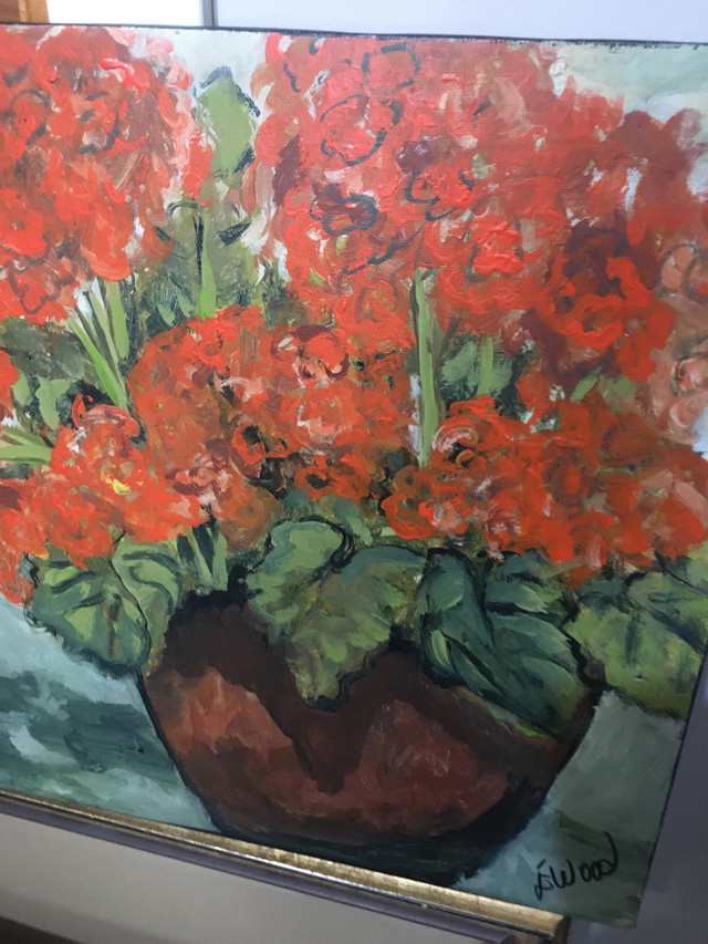 Original oil painting red flowers in Arts & Collectibles in Ottawa - Image 3