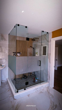 Glass shower and mirrors 