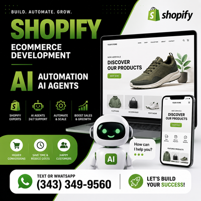 SHOPIFY ECOMMERCE WEBSITE DEVELOPMENT, AI AUTOMATION, AI AGENTS, View more