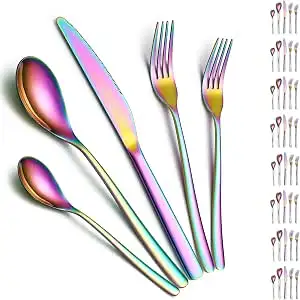 New ReaNea Rainbow Titanium Plating Flatware Set (40 Pieces) in Kitchen & Dining Wares in City of Toronto - Image 8