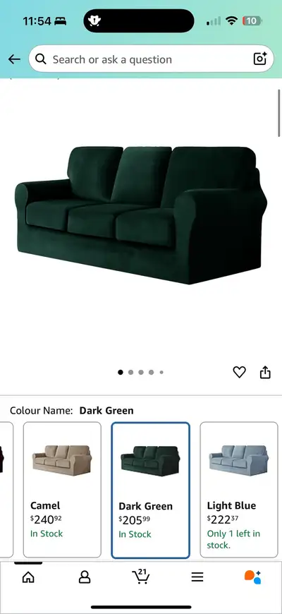 Stretch Velvet Sofa Cover Set – Dark Green (7+2 PCS), View more