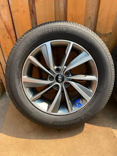 Everything is new. No damages anywhere, not on rubbers, rims, TPMS, center caps all included without...