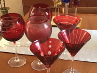 Pier One Red 9”wine glasses set of 3 units ,perfect condition ,