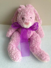 12" Dazzles Plush Light Pink Bunny Rabbit Stuffed Animal w/Bow